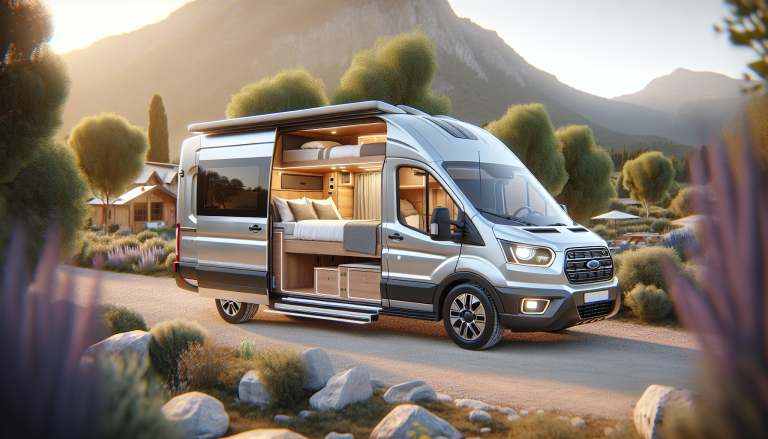 découvrez un camping-car chic et spacieux inspiré du ford nugget, un van aménagé offrant 6 couchages confortables pour des aventures en famille ou entre amis.